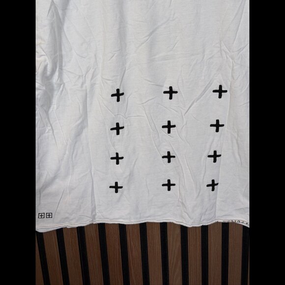 Ksubi T Shirt Large Womens White / Ivory Short Sleeve Logo Cross Cut Out - Picture 6 of 8